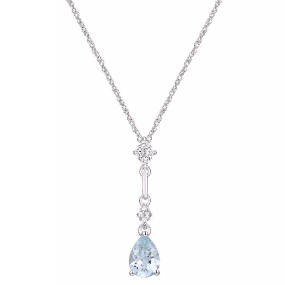 Swiss Blue Topaz & White Sapphires Sterling Silver Necklace